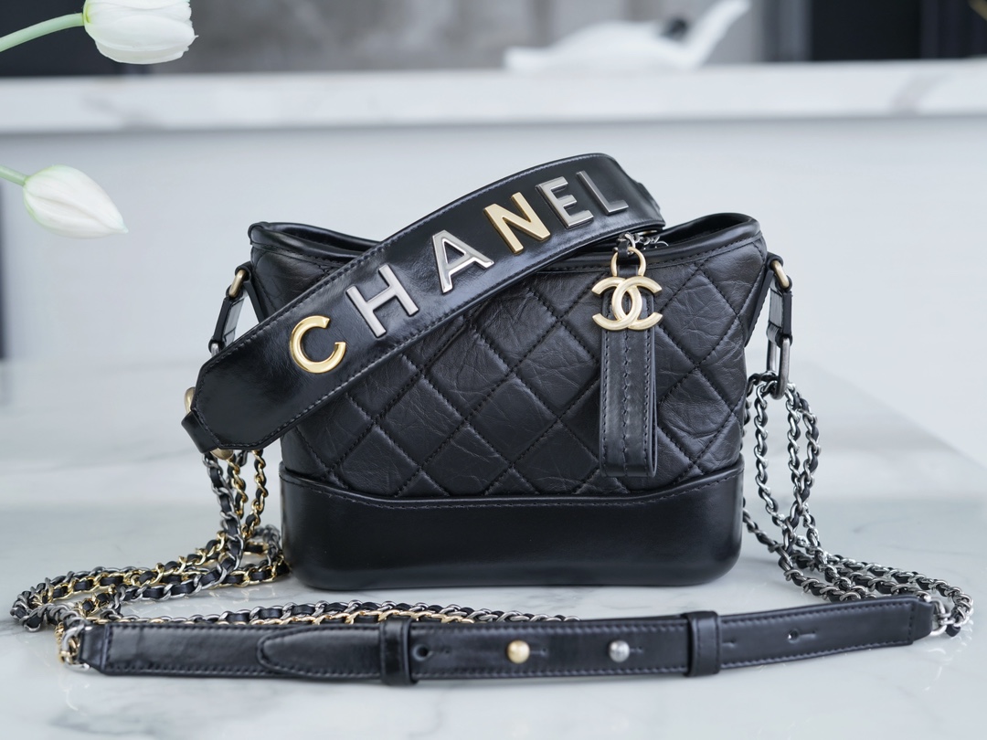 Chanel Gabrielle Classic Tote Bag Black Small Calfskin  