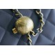 Chanel 23K Classics Flap Bag Metal Ball Square Fatty Dark Grey Most Beautiful Gold Ball Fatty  