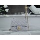 Chanel 23K Classics Flap Bag Metal Ball Square Fatty Light Grey Most Beautiful Gold Ball Fatty  