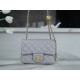 Chanel 23K Classics Flap Bag Metal Ball Square Fatty Light Grey Most Beautiful Gold Ball Fatty  