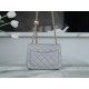 Chanel 23K Classics Flap Bag Metal Ball Square Fatty Light Grey Most Beautiful Gold Ball Fatty  