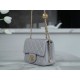 Chanel 23K Classics Flap Bag Metal Ball Square Fatty Light Grey Most Beautiful Gold Ball Fatty  