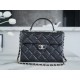 Chanel 24P Handle Kelly Box Black Large Fine-Grained Caviar Calfskin