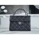 Chanel 24P Handle Kelly Box Black Large Fine-Grained Caviar Calfskin