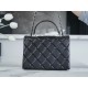 Chanel 24P Handle Kelly Box Black Large Fine-Grained Caviar Calfskin