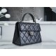 Chanel 24P Handle Kelly Box Black Large Fine-Grained Caviar Calfskin