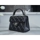 Chanel 24P Handle Kelly Box Black Small Fine-Grained Caviar Calfskin  