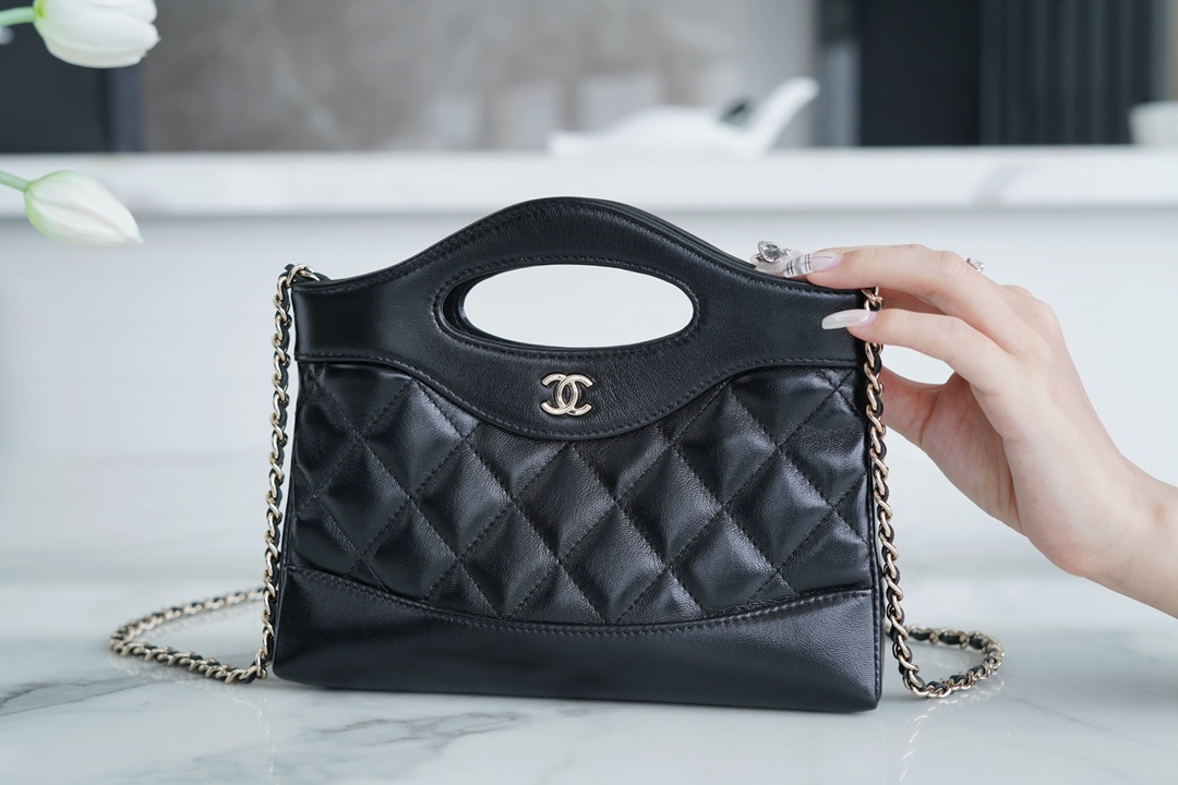 Chanel 24S Horizontal 31 Bag Nano Black Oiled Lambskin  