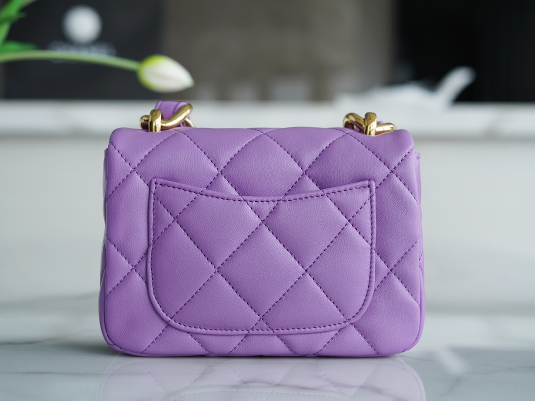 Chanel 22S Chunky Chain CF Shoulder Bag Mini Purple Chanel 22SS Spring/Summer Runway Chunky Chain Shoulder Bag Lambskin  