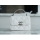 Chanel 22S Enamel Handle Chain Bag White Silver Hardware Caviar Calfskin  