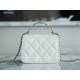 Chanel 22S Enamel Handle Chain Bag White Silver Hardware Caviar Calfskin  