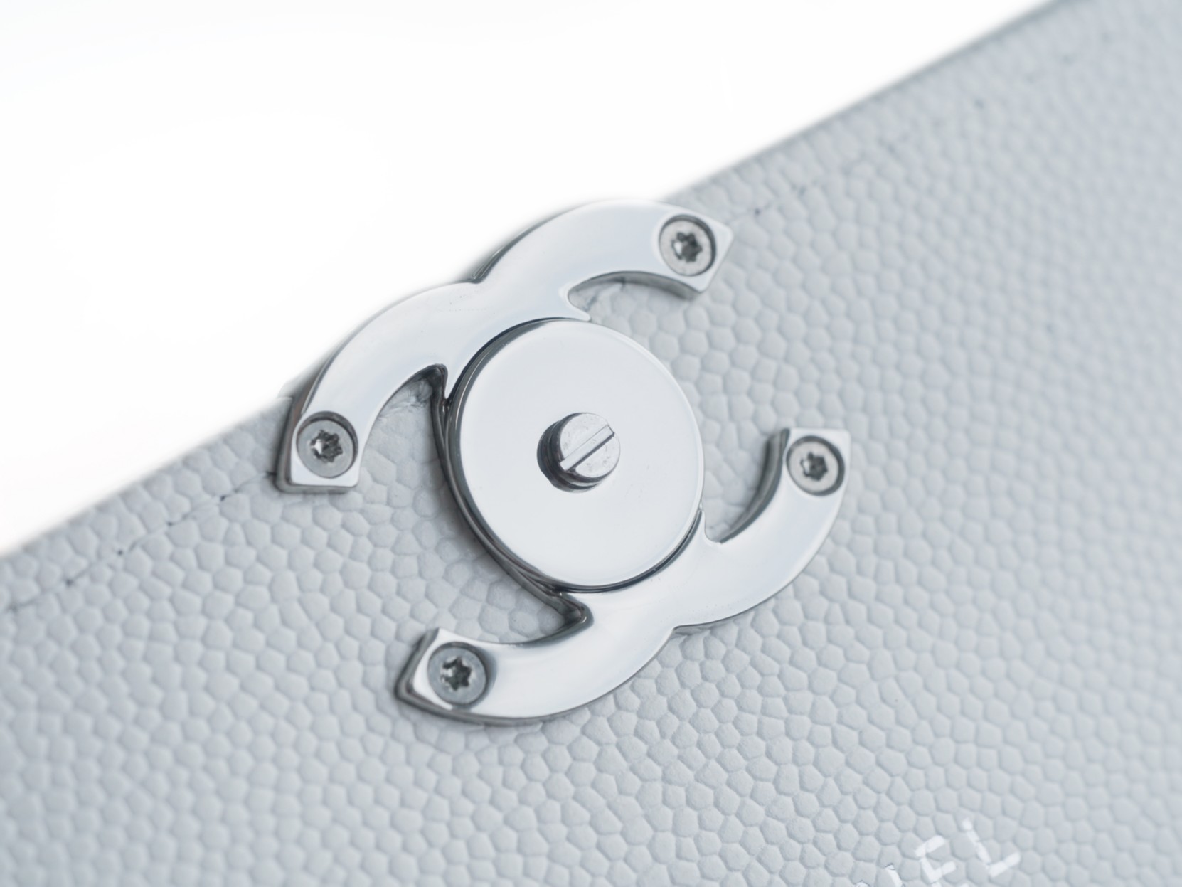 Chanel 22S Enamel Handle Chain Bag White Silver Hardware Caviar Calfskin  