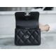 Chanel 22S Enamel Handle Chain Bag Black Lambskin Classic Diamond Quilting + Iconic Double C Logo Design  