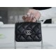 Chanel 22S Enamel Handle Chain Bag Black Lambskin Classic Diamond Quilting + Iconic Double C Logo Design  