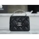 Chanel 22S Enamel Handle Chain Bag Black Silver Hardware Caviar Calfskin  