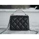 Chanel 22S Enamel Handle Chain Bag Black Silver Hardware Caviar Calfskin  