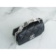 Chanel 22S Enamel Handle Chain Bag Black Silver Hardware Caviar Calfskin  