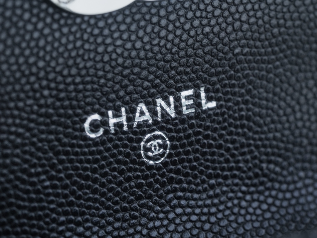 Chanel 22S Enamel Handle Chain Bag Black Silver Hardware Caviar Calfskin  