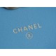 Chanel 22S Enamel Handle Chain Bag Blue Lambskin Classic Diamond Quilting + Iconic Double C Logo Design  