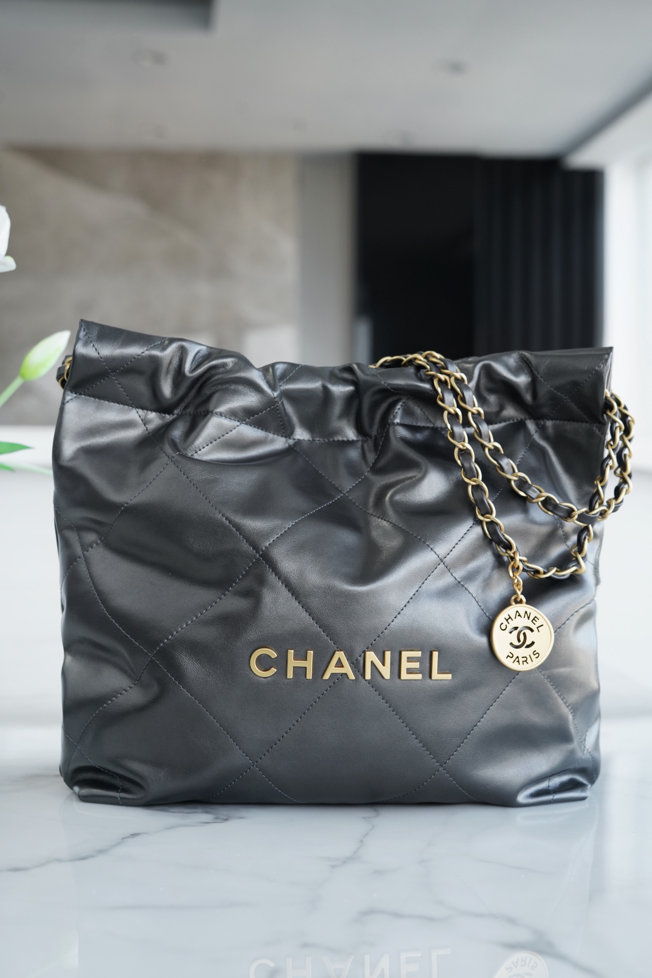 Chanel 22P Spring/Summer New 22 Bag Metallic Grey Small  