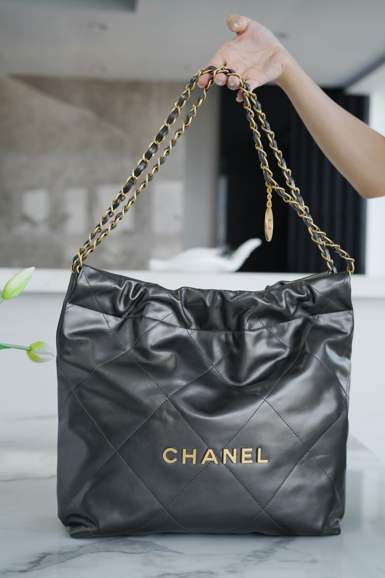 Chanel 22P Spring/Summer New 22 Bag Metallic Grey Small  