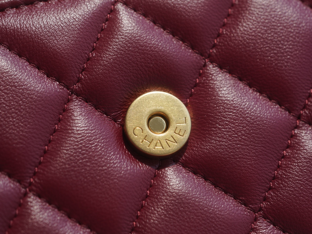 Chanel 22B Enamel Buckle Kelly Large Burgundy Lambskin  