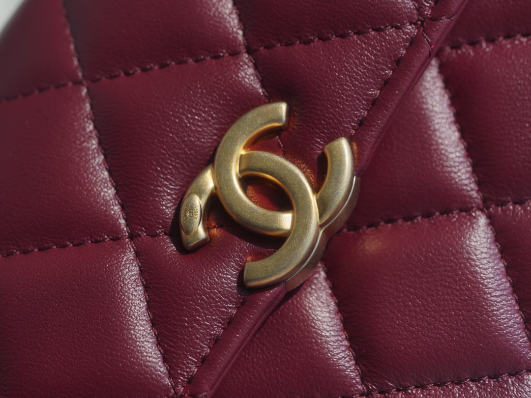 Chanel 22B Enamel Buckle Kelly Large Burgundy Lambskin  