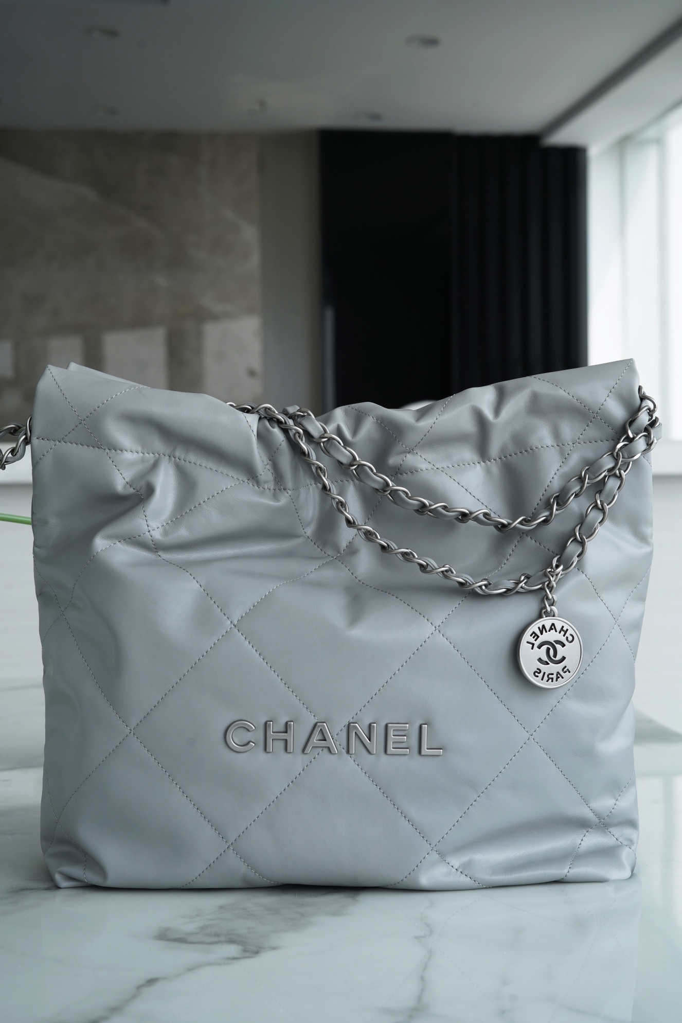 Chanel 22P Spring/Summer New 22 Bag Grey Silver Hardware Small  