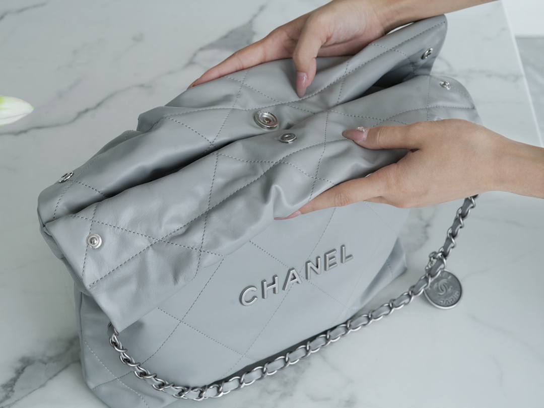 Chanel 22P Spring/Summer New 22 Bag Grey Silver Hardware Small  