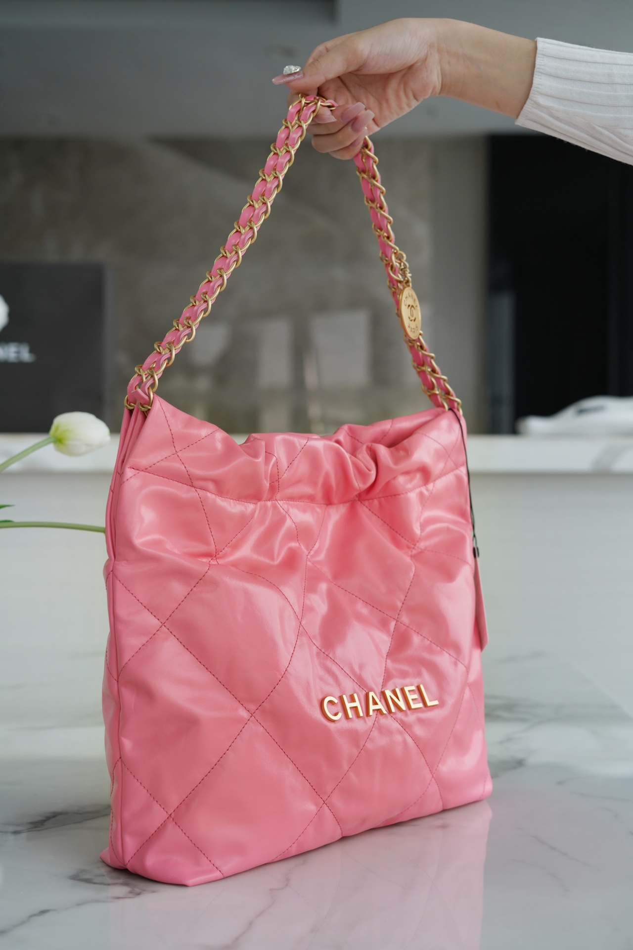 Chanel 22P Spring/Summer New 22 Bag Coral Pink Small  