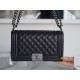 Chanel Leboy Small Pebbled Black Silver Medium Caviar Calfskin  