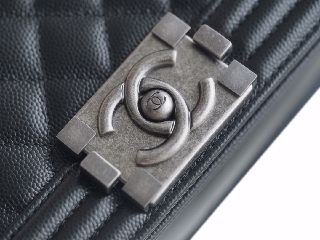 Chanel Leboy Small Pebbled Black Silver Medium Caviar Calfskin  