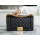 Leboy Small Pebbled Black Gold Medium Caviar Calfskin  