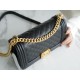 Leboy Small Pebbled Black Gold Medium Caviar Calfskin  