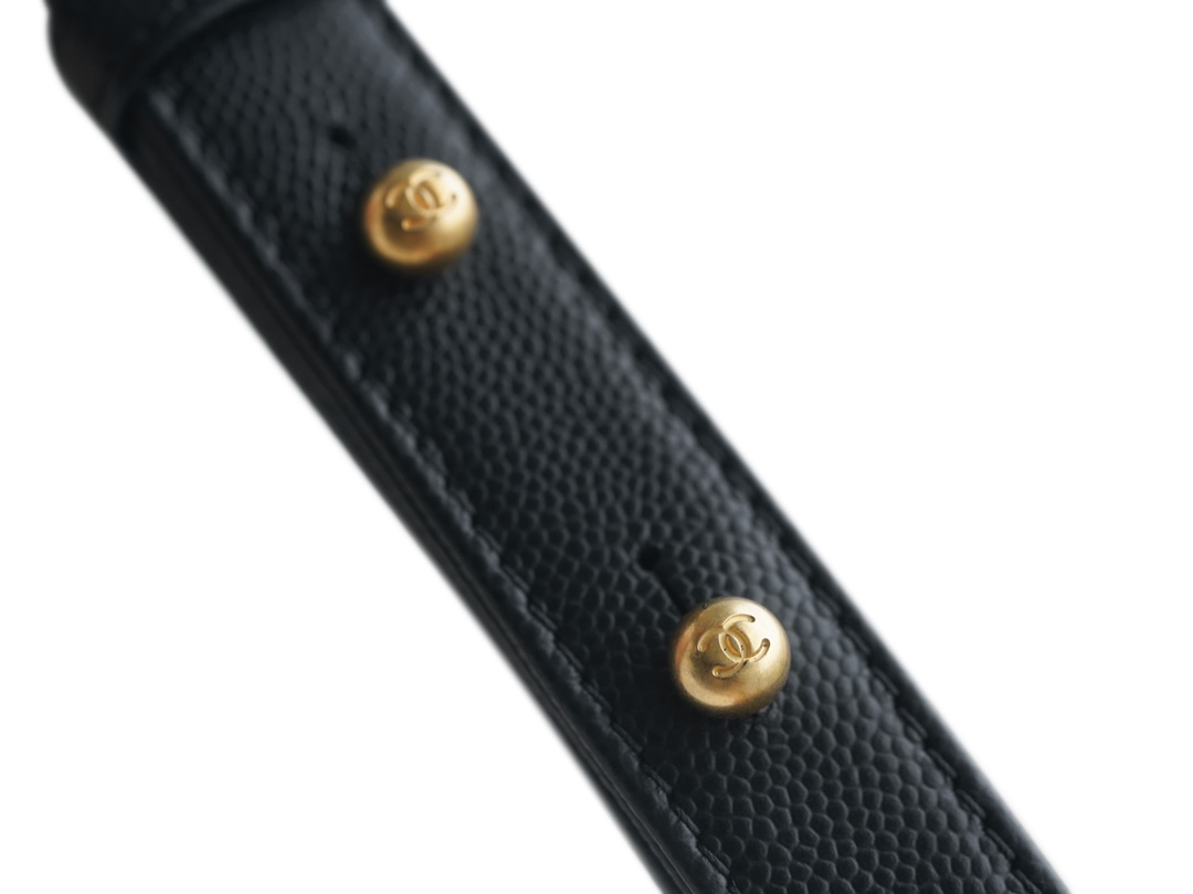 Leboy Small Pebbled Black Gold Medium Caviar Calfskin  