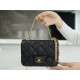 Chanel 22P Enamel Buckle Square Fatty Black Original Lambskin  