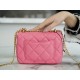 Chanel 22P Enamel Buckle Square Fatty Pink Lambskin  