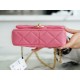 Chanel 22P Enamel Buckle Square Fatty Pink Lambskin  