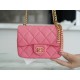 Chanel 22P Enamel Buckle Square Fatty Pink Lambskin  