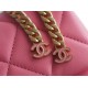 Chanel 22P Enamel Buckle Square Fatty Pink Lambskin  