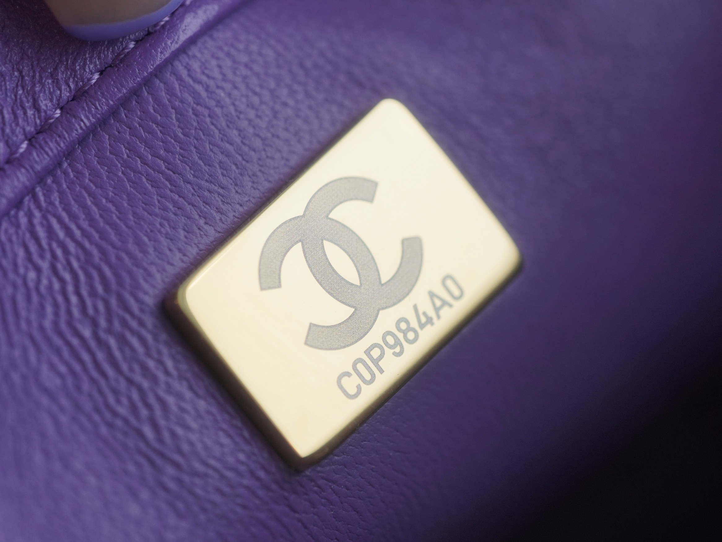 Chanel 22P Enamel Buckle Square Fatty Purple  