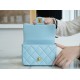 Chanel 22P Enamel Buckle Square Fatty Light Blue  