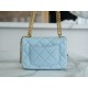 Chanel 22P Enamel Buckle Square Fatty Light Blue  