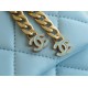 Chanel 22P Enamel Buckle Square Fatty Light Blue  