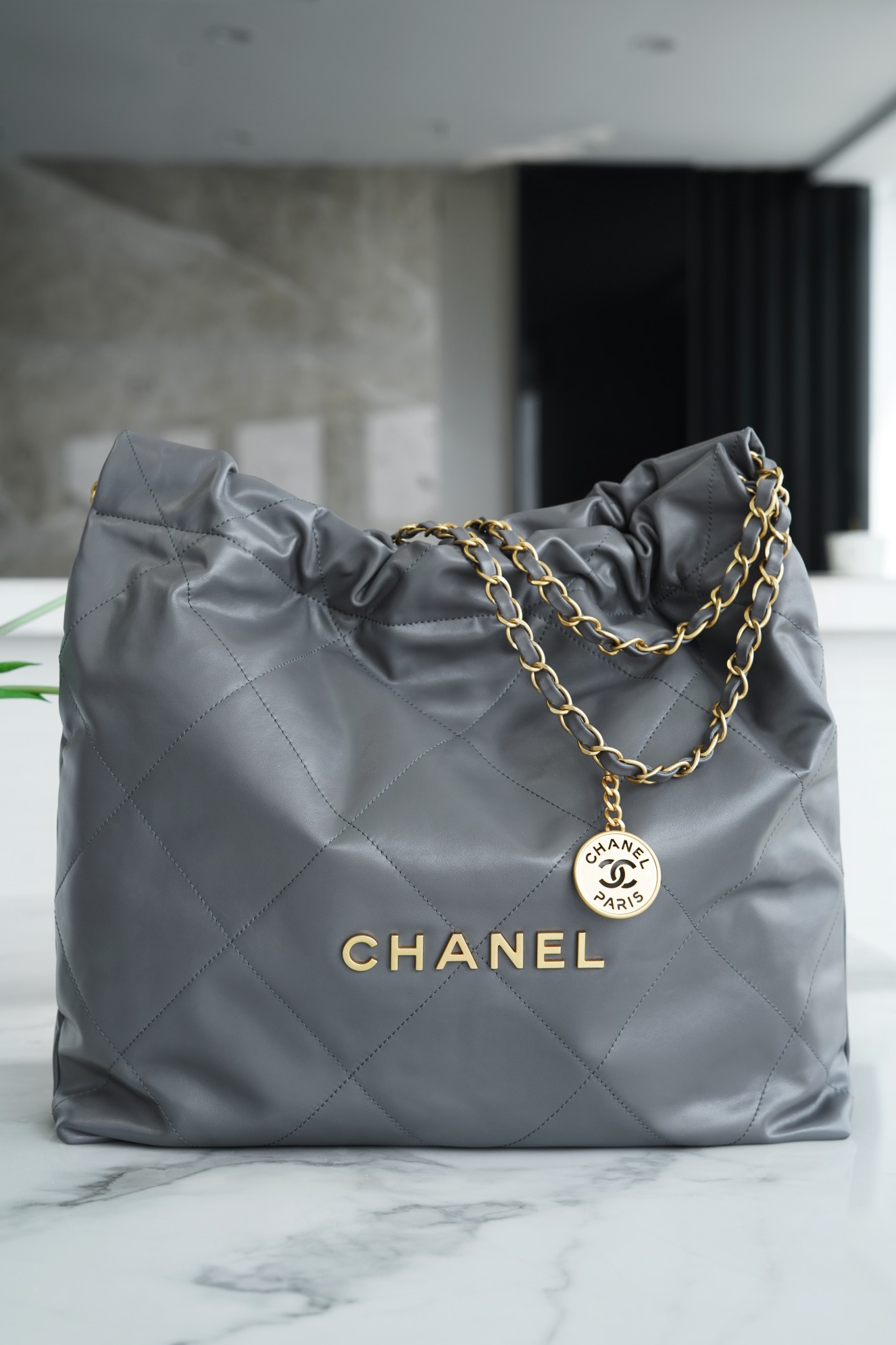 Chanel 22P Spring/Summer New 22 Bag Medium Premium Grey  