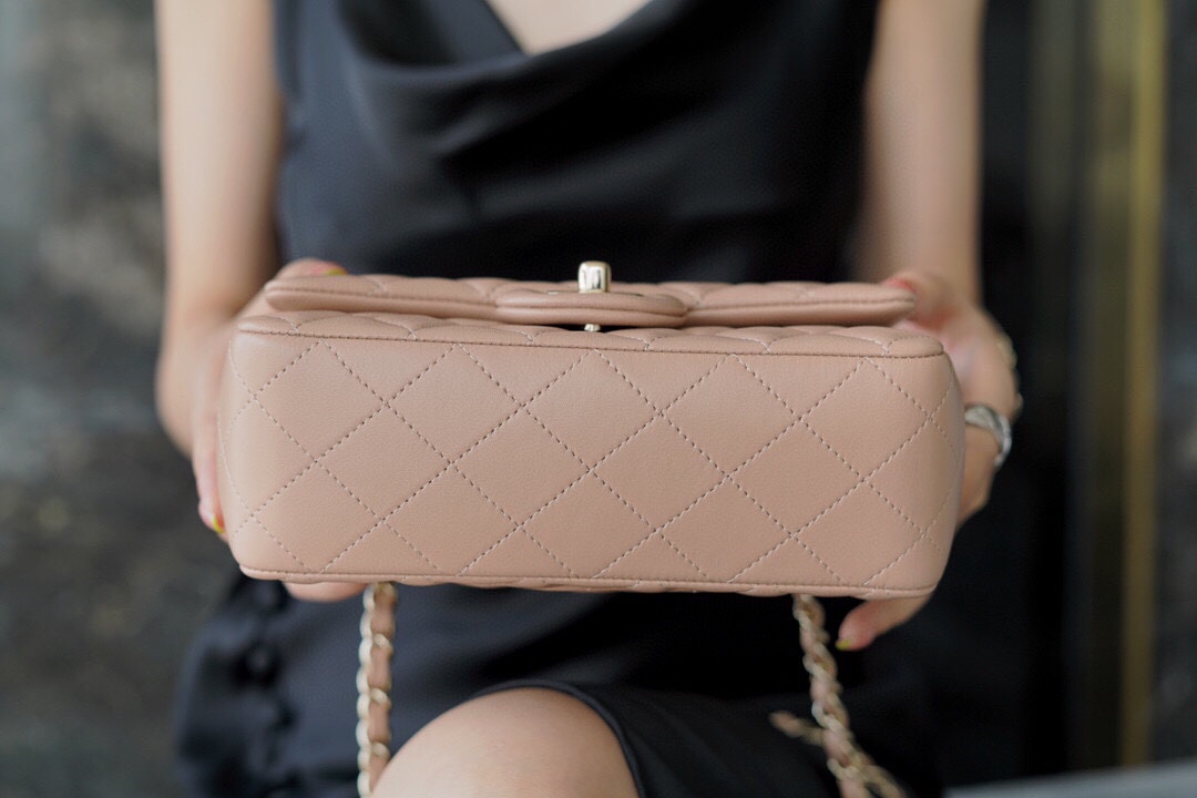 CF Classic Flap Lambskin Mini Milk Tea Beige  