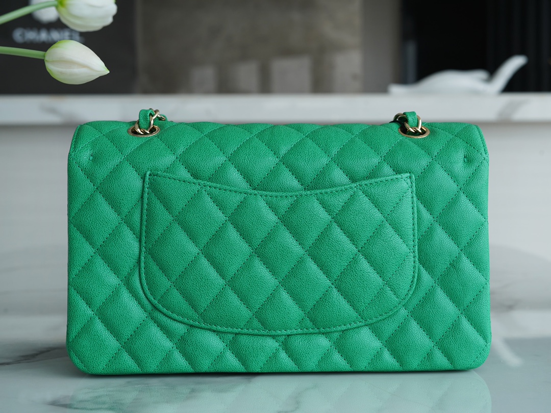 Classic Flap Bag Washed Calfskin Medium Green  