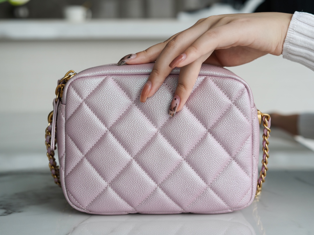 Chanel 21/22 Bullet Shell Horizontal Camera Bag Pearl Pink  