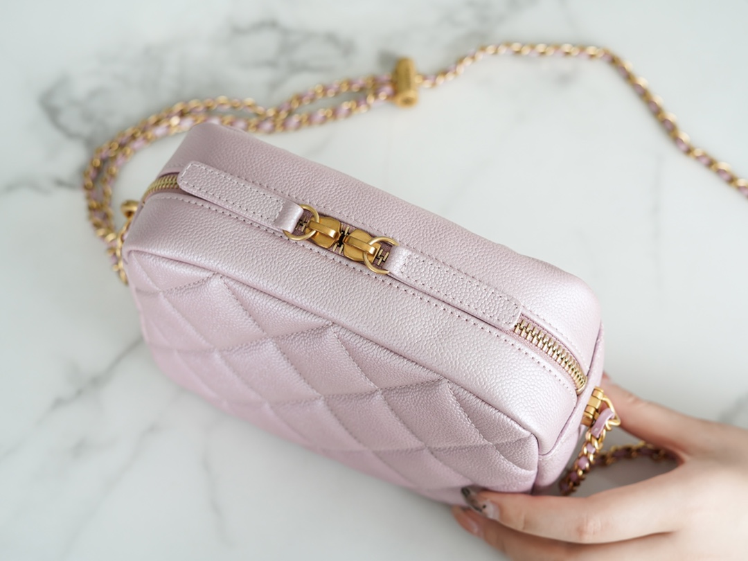 Chanel 21/22 Bullet Shell Horizontal Camera Bag Pearl Pink  