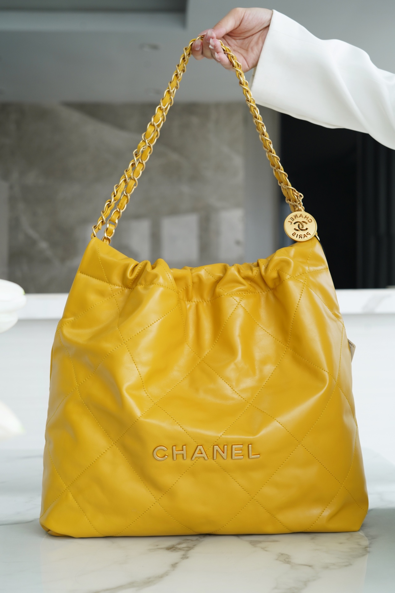 Chanel 22P Handbag Medium Mango Yellow  